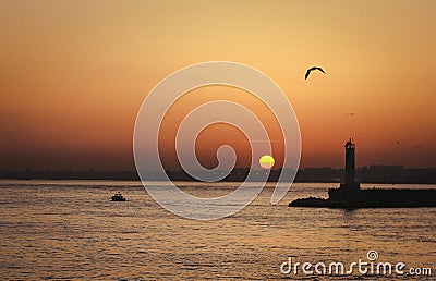 Sunset View of Bosphorus Ä°stanbul Stock Photo