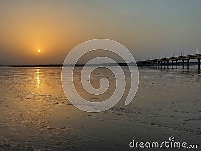 Sunset view Chenab River Stock Photo