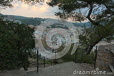 Tossa de Mar, Spain, August 2018. Sunset and view of the city from the observation deck. Editorial Stock Photo
