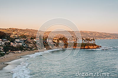 Sunset view of Crescent Bay in Laguna Beach, Orange County, California Stock Photo