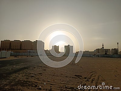 Sunset view in the desert UAE Ajman Stock Photo