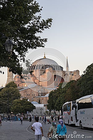 Sunset view of Hagia Sophia Museum in city of Istanbul Editorial Stock Photo