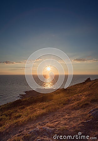 Sunset view from Kullaberg a rocky peninsula in south Sweeden Stock Photo