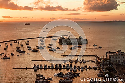 Sunset view at the Lacerda Elevator in Salvador Bahia Brazil Stock Photo