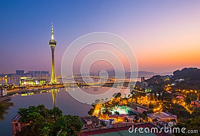 Sunset view of Macau city skyline Stock Photo