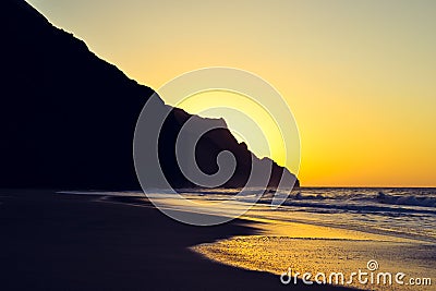 Sunset view of the Na Pali Coast at Kalalau Beach Stock Photo