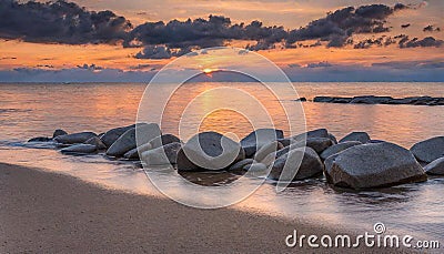 Sunset view from parispea beach in Lahemaa national park, Estonia. Image Stock Photo