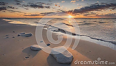 Sunset view from parispea beach in Lahemaa national park, Estonia. Image Stock Photo