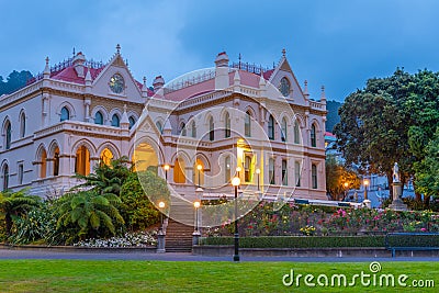 Sunset view of Parliamentary Library in Wellington, New Zealand Stock Photo