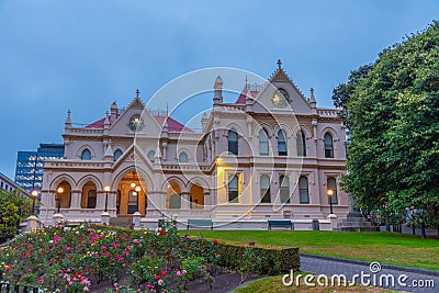 Sunset view of Parliamentary Library in Wellington, New Zealand Stock Photo