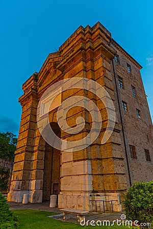 Sunset view of Porta Pia in Italian town Ancona Stock Photo