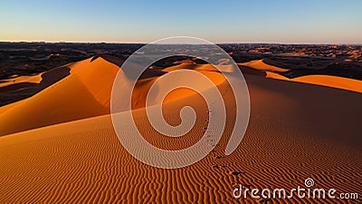 Sunset view to Tin Merzouga dune at Tassili nAjjer national park in Algeria Stock Photo