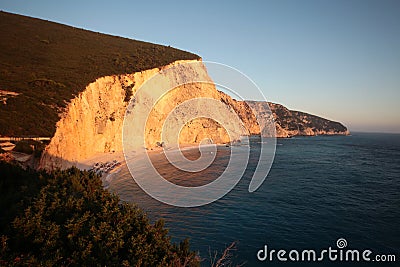 Sunset view from the top of the beach and the sea of Porto Katsiki Stock Photo