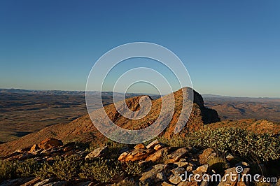 sunset view from the the top of Mount Sonder just outside of Alice Springs, West MacDonnel National Park, Australia Stock Photo