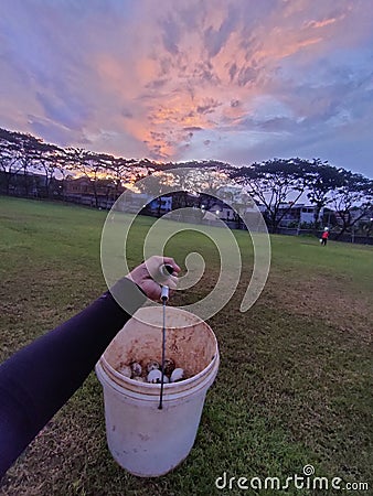 sunset view at unnes driving range Stock Photo