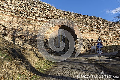 Sunset view of The Western gate of Roman city Diocletianopolis, town of Hisarya, Plovdiv Region, Bulgaria Stock Photo