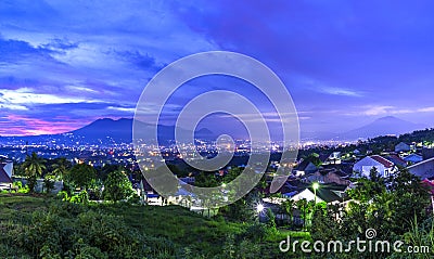 Sunset with views of Malang`s Java city of Indonesia Stock Photo