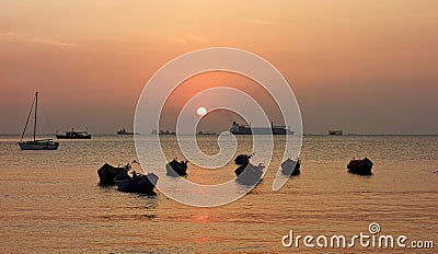 Sunset at Vung Tau beach - Vietnam Editorial Stock Photo