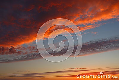 Sunset in watercolor colors, reds Stock Photo