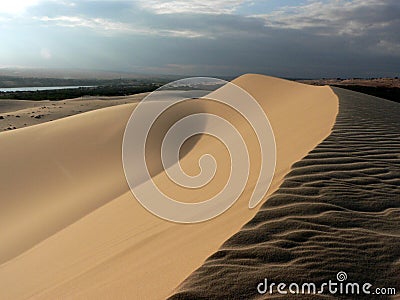 Sunset in the white dunes Stock Photo