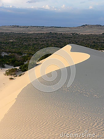 Sunset in the white dunes Stock Photo