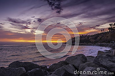 Sunset at White Point Royal Palms Beach, California Stock Photo