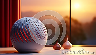 Sunset window reflects bright summer nature, creating elegant indoor decor generated by AI Stock Photo