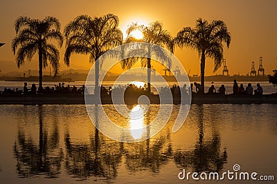 Sunset in winter day in Rio de Janeiro Editorial Stock Photo