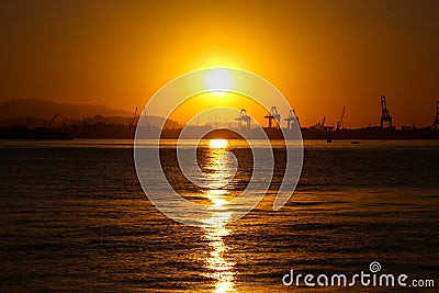 Sunset in winter day in Rio de Janeiro Editorial Stock Photo