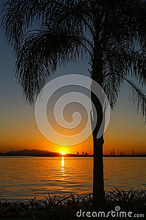 Sunset in winter day in Rio de Janeiro Editorial Stock Photo