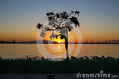 Sunset in winter day in Rio de Janeiro Editorial Stock Photo