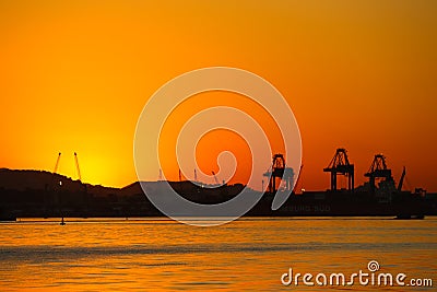 Sunset in winter day in Rio de Janeiro Editorial Stock Photo