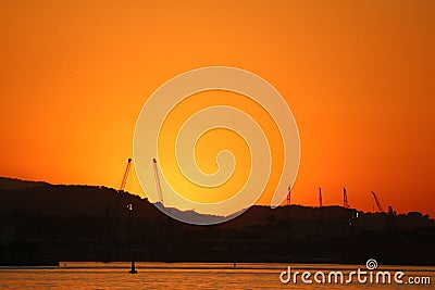 Sunset in winter day in Rio de Janeiro Editorial Stock Photo