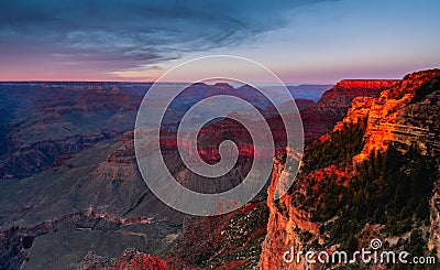 Sunset of Yavapai Point, Grand Canyon Stock Photo