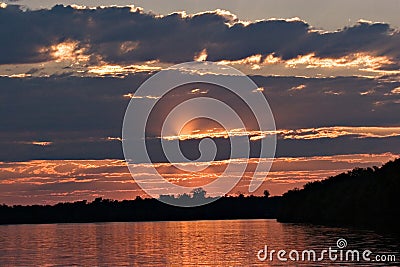 Sunset on the zambezi Stock Photo