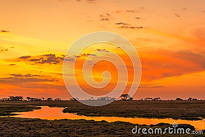 Sunset in zambia Stock Photo