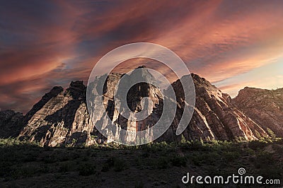 Sunset in Zion National Park Stock Photo