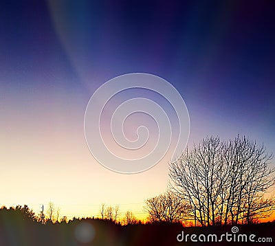 Sunsets End Ablaze Stock Photo