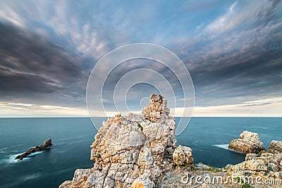 The sunsets in the sea of the coasts and beaches of Galicia and Asturias Stock Photo