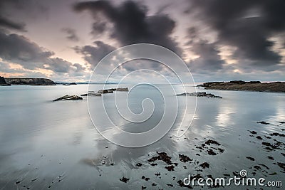 The sunsets in the sea of the coasts and beaches of Galicia and Asturias Stock Photo