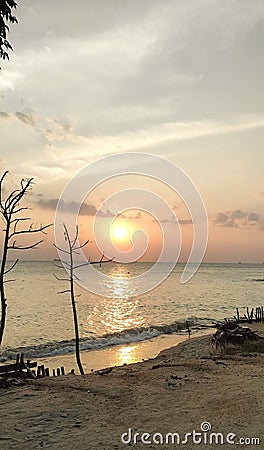 Sunsets of Tanjung Kalian Beach Stock Photo