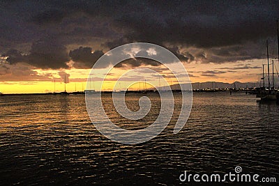 Sunsetting over Keehi Lagoon Stock Photo