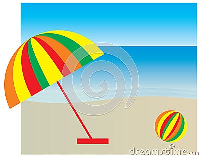 Sunshade on the beach Cartoon Illustration