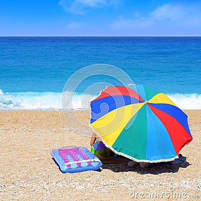 Sunshade on the beach Stock Photo