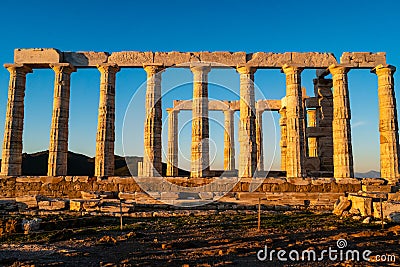 Sunshine on ancient columns of parthenon Stock Photo