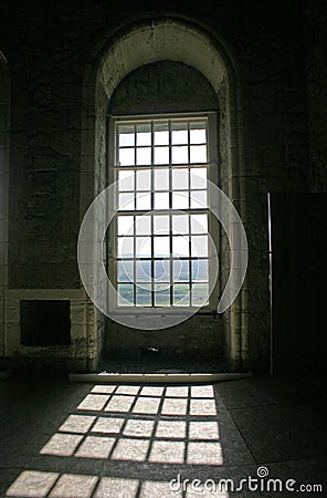 Sunshine Through Arched Windows in Stirling Castle Scotland Stock Photo