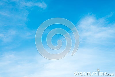 Sunshine clouds sky during morning background. Blue,white pastel heaven,soft focus lens flare sunlight. Stock Photo