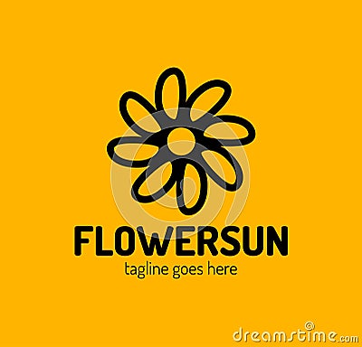 Sunshine creative symbol concept. Sunlight, solarium, sunblock cream, protection screen abstract business logo. Summer flower Vector Illustration