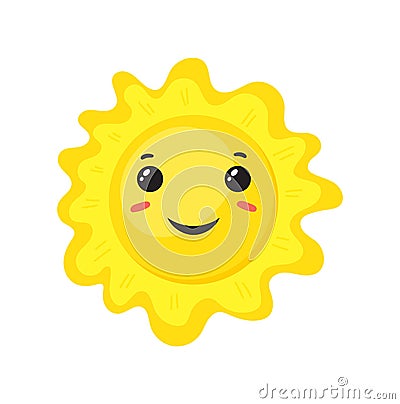 Sunshine emoji. Smiley kid character, flat icon vector design Vector Illustration