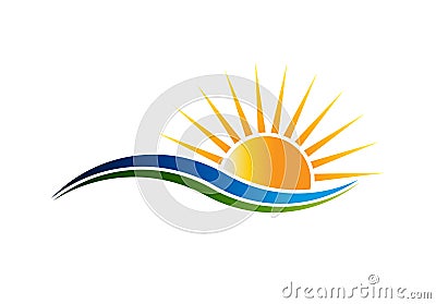 Sunshine Logo in Waves Vector Illustration Vector Illustration